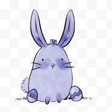 紫色水墨创意兔子