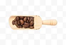 木质铲子里的咖啡豆