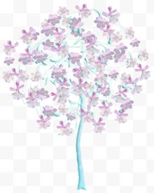 唯美蓝色枝干紫色花卉