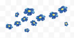 蓝色漂浮手绘线条花朵