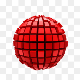 红色放射状方体组成的球形