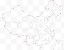中国地图轮廓空白区域分布...