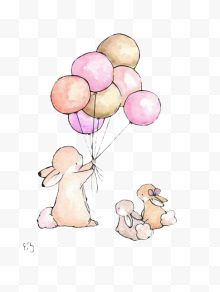 玩气球的可爱兔子一家...