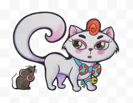 手绘卡通小猫动物png