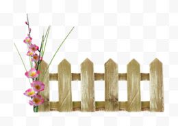 木质栅栏与鲜花