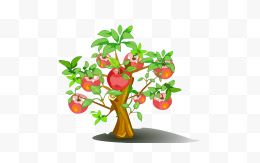 手绘红苹果树