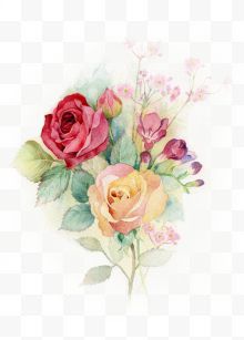 彩绘玫瑰花朵装饰
