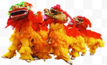 黄色高清春节舞狮子