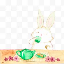 水彩手绘中秋节的小兔子设计