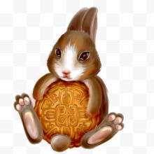 中秋主题玉兔抱着月饼