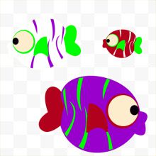 可爱卡通彩色鱼类