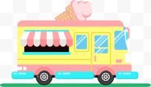 粉色冰淇淋矢量快餐车
