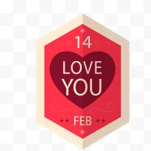 红色爱你2月14情人节标签