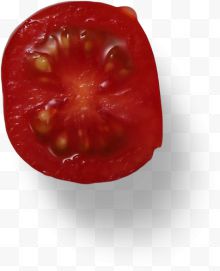 切开一半的红色番茄...