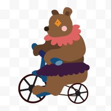 一只棕熊在踩自车行