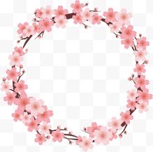 粉色圆形樱花花环
