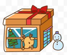矢量圣诞麋鹿礼物盒