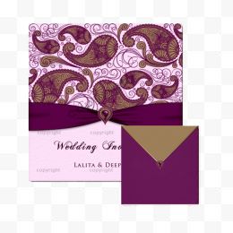 紫色的结婚邀请函
