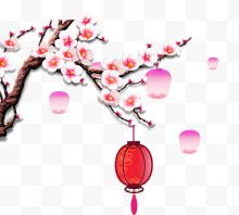 手绘创意中国风粉色梅花