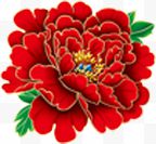 红色中国风国庆牡丹花
