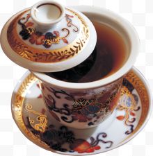 中国风金色花纹茶杯