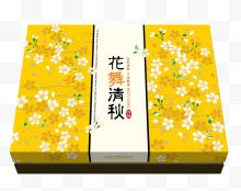 黄色中秋节月饼包装盒设计