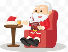 看书的圣诞老人插画矢量...