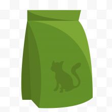 手绘一袋绿色猫粮