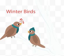 冬季树枝上的小鸟