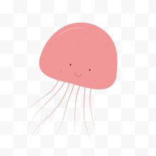 粉色游动的卡通水母