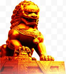 金色狮子雕塑国庆