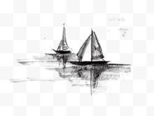 古风水墨帆船