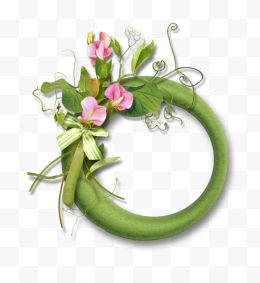 绿色圆形鲜花花环