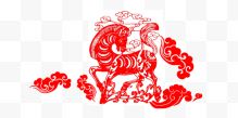 中国风红色马剪纸节日
