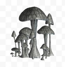 卡通黑白蘑菇图片