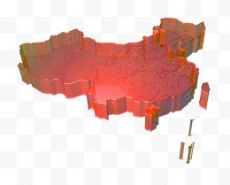 红色材质地图 立体感中国...