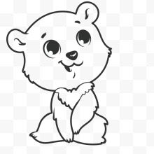 可爱简笔画白色小熊装饰插画