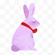 紫色水墨创意兔子
