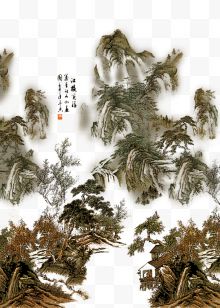 手绘古典古典图案 中国风山