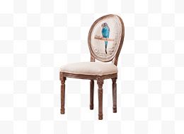 白色椅子鹦鹉图案家具...