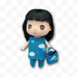 蓝色衣服的娃娃