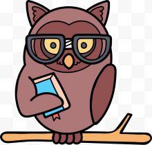 卡通戴眼镜的猫头鹰