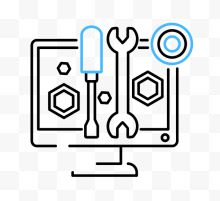 矢量卡通扁平化电脑维修工具图标