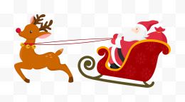 创意手绘扁平圣诞节拉雪橇...