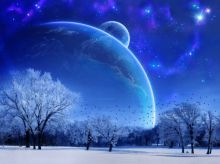 月夜星空蓝色冬季全屏海报背景
