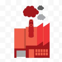 冒烟的红色工厂建筑模型