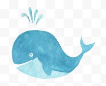 水彩蓝色鲸鱼