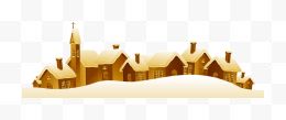 棕色可爱冬季雪中房屋...