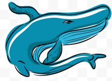 蓝色卡通手绘的鲸鱼