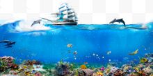 海底世界海豚帆船